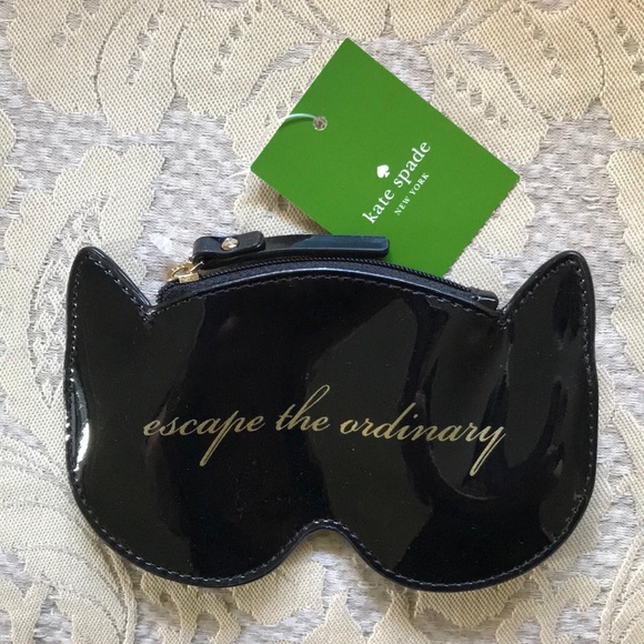 kate spade Handbags - Kate Spade black patent cat mask coin purse
